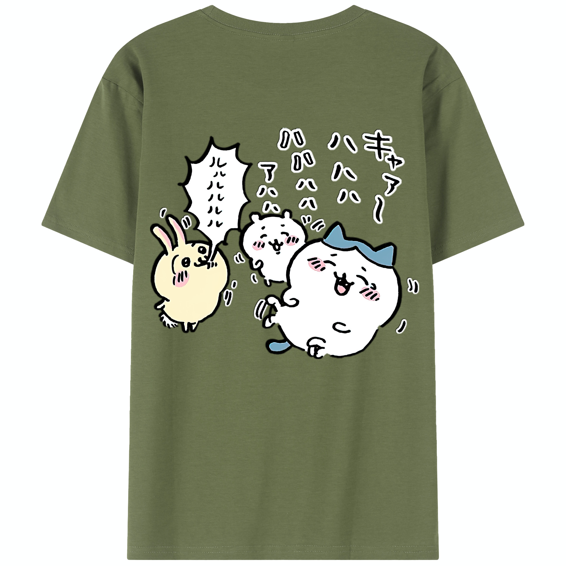 （画像用） ちいかわ うさぎ Chii-kawa usagi 綿100％半袖Tシャツ（背面プリント）